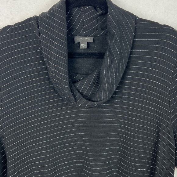 J. Jill Women’s Cowl Neck Sweater Black/Metallic Silver Stripes  Size XL Fall - Picture 3 of 9